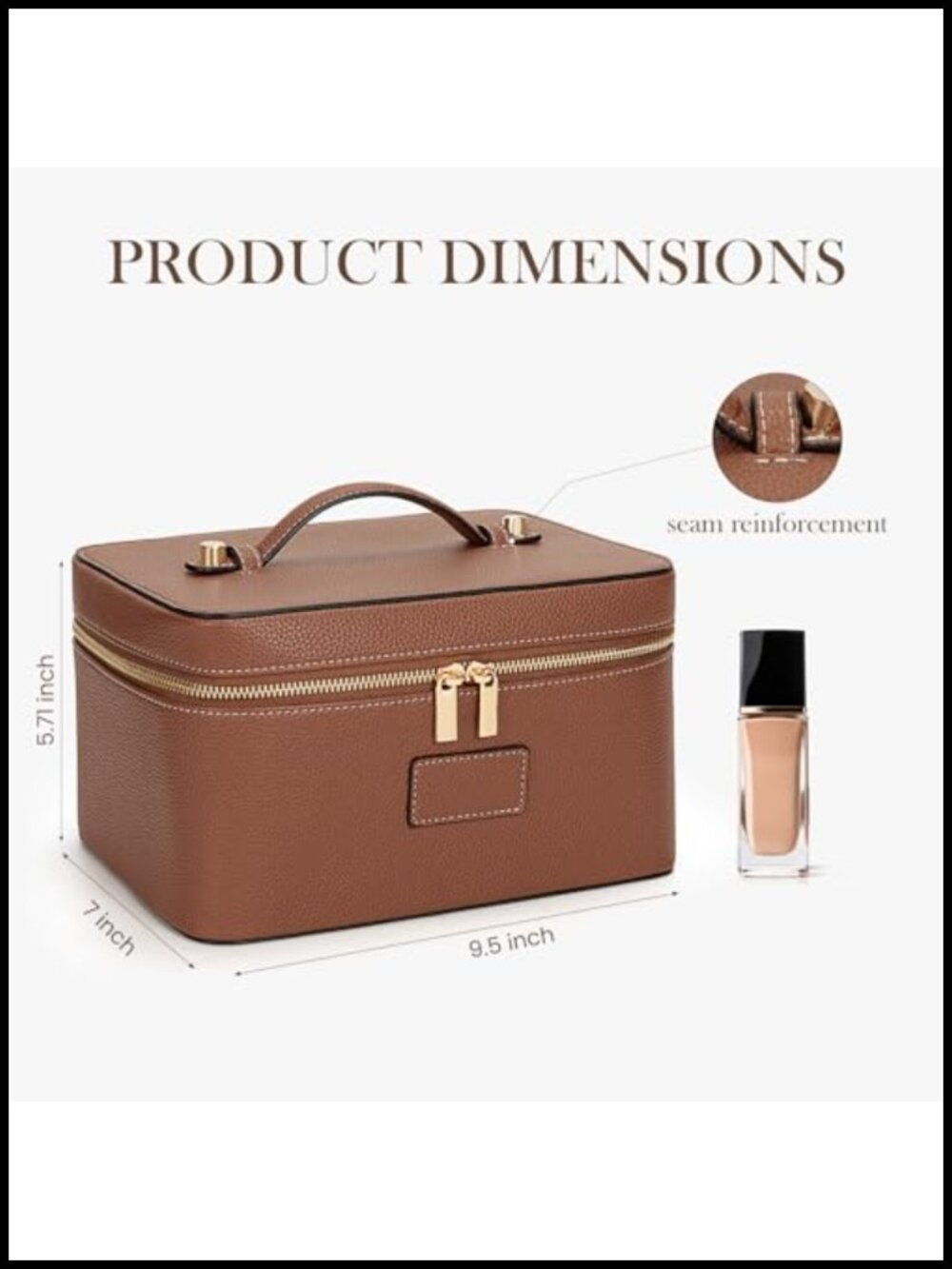 Large Waterproof PU Leather Travel Makeup Bag Organizer with Removable Divider - Picture 3 of 6